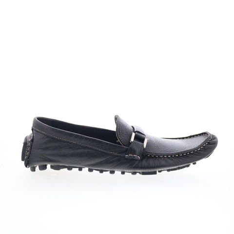 RD Company RD78 Mens Black Leather Slip On Loafers & Slip Ons Moccasin Shoes