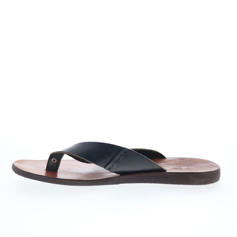 RD Company RD80 Mens Brown Leather Slip On Sandals Flip-Flops Shoes