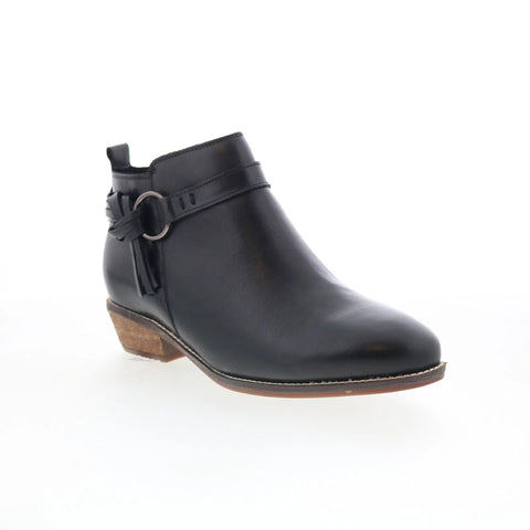 Softwalk Reade S2363-001 Womens Black Leather Zipper Ankle & Booties Boots