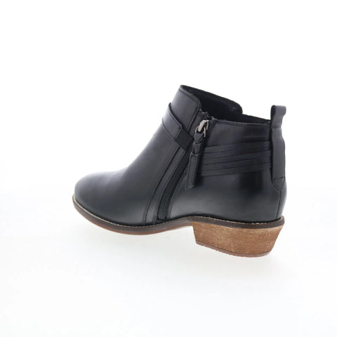 Softwalk Reade S2363-001 Womens Black Leather Zipper Ankle & Booties Boots