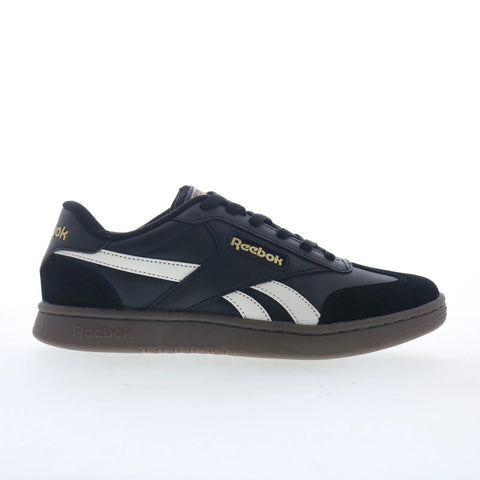 Reebok Forte Lounger Mens Black Leather Lace Up Lifestyle Sneakers Shoes