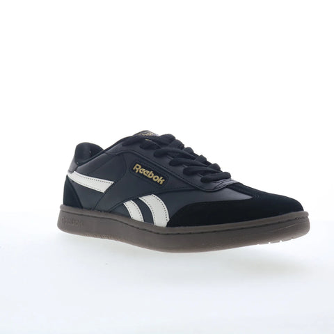 Reebok Forte Lounger Mens Black Leather Lace Up Lifestyle Sneakers Shoes