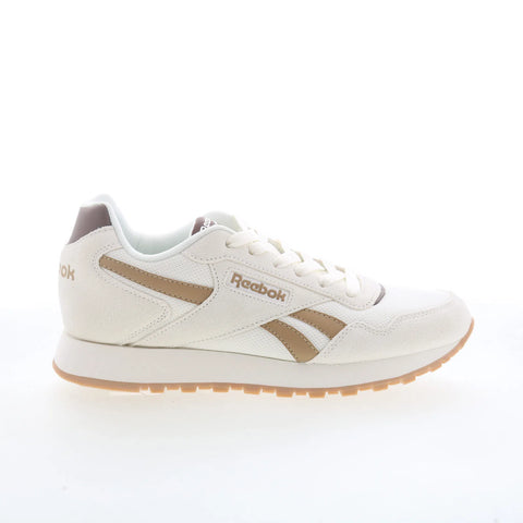 Reebok Glide Womens Beige Suede Lace Up Lifestyle Sneakers Shoes