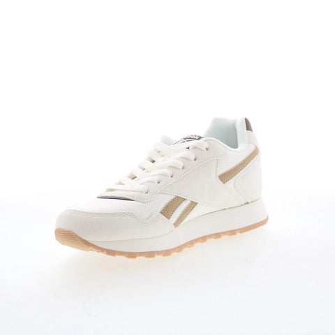 Reebok Glide Womens Beige Suede Lace Up Lifestyle Sneakers Shoes