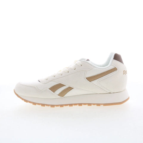 Reebok Glide Womens Beige Suede Lace Up Lifestyle Sneakers Shoes