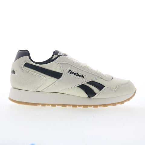 Reebok Glide Mens White Suede Lace Up Lifestyle Sneakers Shoes
