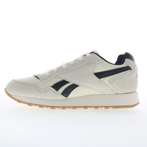 Reebok Glide Mens White Suede Lace Up Lifestyle Sneakers Shoes