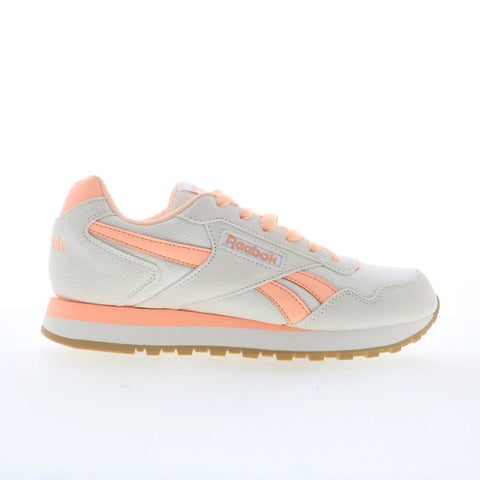 Reebok Glide Womens White Suede Lace Up Lifestyle Sneakers Shoes