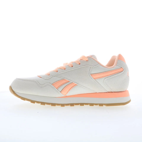 Reebok Glide Womens White Suede Lace Up Lifestyle Sneakers Shoes