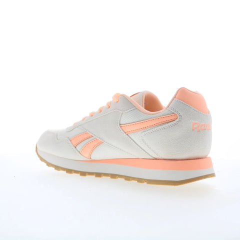 Reebok Glide Womens White Suede Lace Up Lifestyle Sneakers Shoes