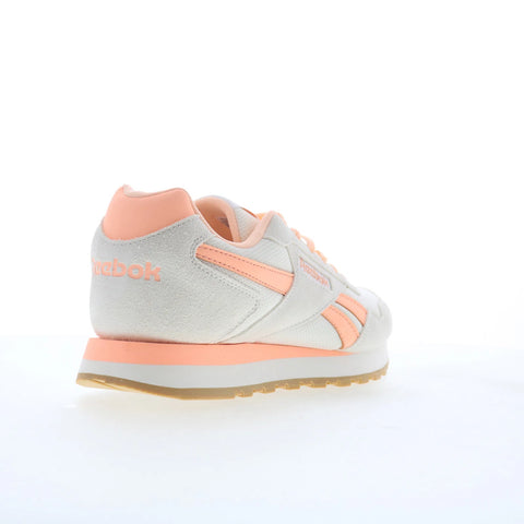 Reebok Glide Womens White Suede Lace Up Lifestyle Sneakers Shoes