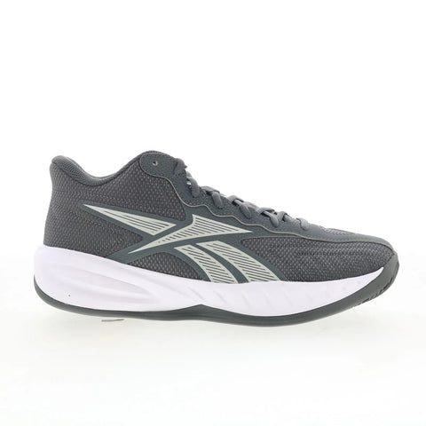 Reebok Press Mens Gray Mesh Lace Up Athletic Basketball Shoes