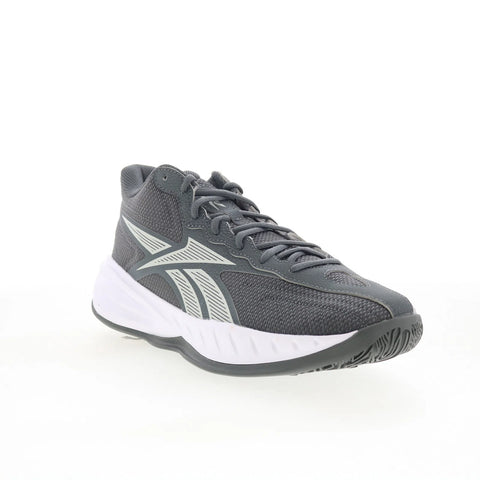 Reebok Press Mens Gray Mesh Lace Up Athletic Basketball Shoes