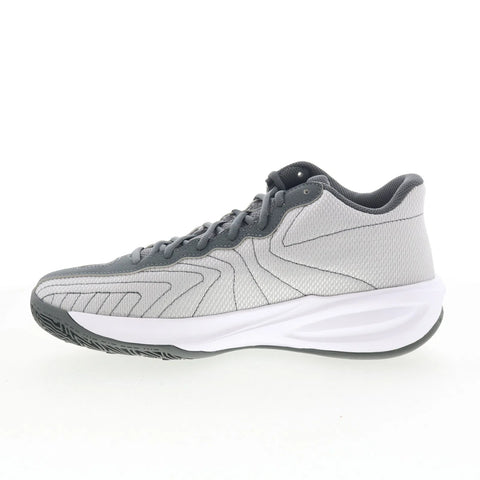 Reebok Press Mens Gray Mesh Lace Up Athletic Basketball Shoes