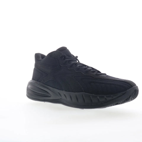 Reebok Press PR Mens Black Leather Lace Up Athletic Basketball Shoes