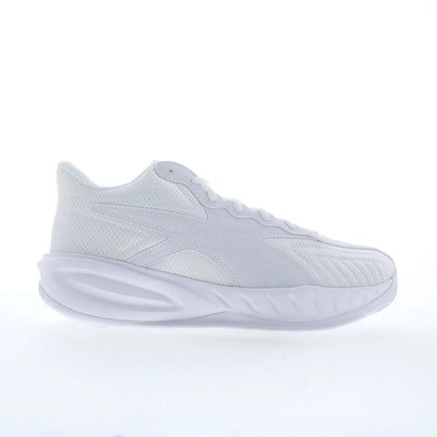Reebok Press PR Mens White Leather Lace Up Athletic Basketball Shoes