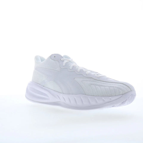 Reebok Press PR Mens White Leather Lace Up Athletic Basketball Shoes