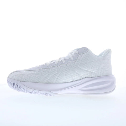 Reebok Press PR Mens White Leather Lace Up Athletic Basketball Shoes