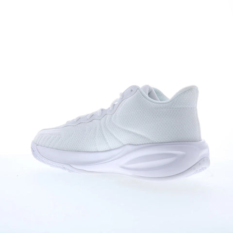 Reebok Press PR Mens White Leather Lace Up Athletic Basketball Shoes