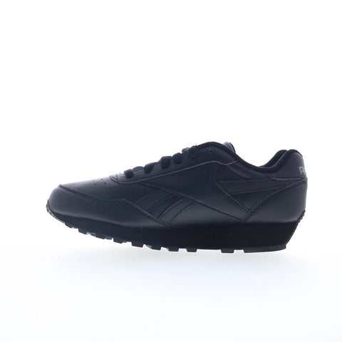Reebok Rewind Run Womens Black Leather Lace Up Lifestyle Sneakers Shoes