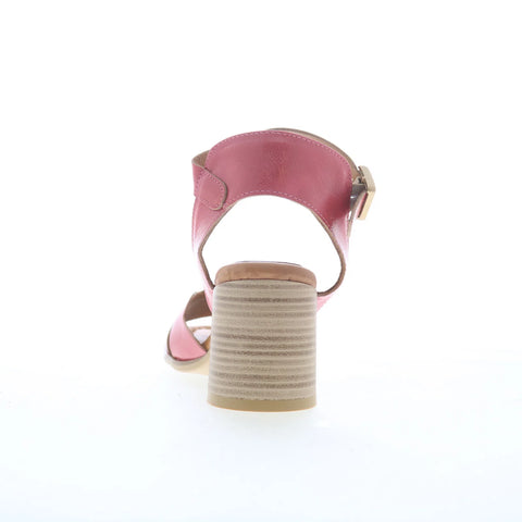 Miz Mooz Reena Womens Pink Leather Hook & Loop Heeled Sandals Shoes