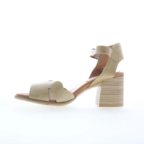 Miz Mooz Reena Womens Gray Leather Hook & Loop Heeled Sandals Shoes