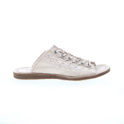 A.S. 98 Regis Womens Beige Leather Slip On Slides Sandals Shoes