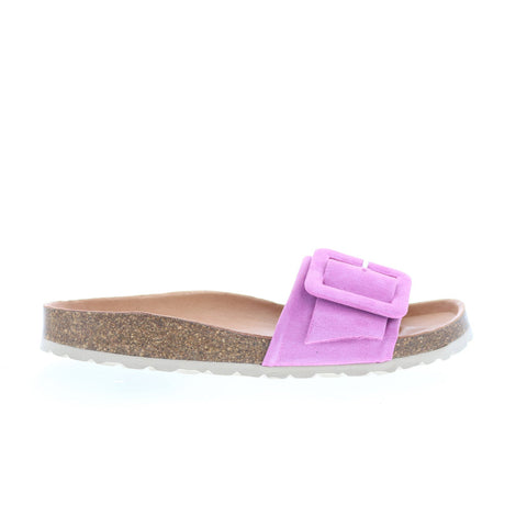 Miz Mooz Reiko Womens Purple Suede Slip On Slides Sandals Shoes