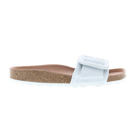 Miz Mooz Reiko Womens White Leather Slip On Slides Sandals Shoes
