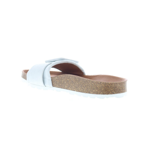 Miz Mooz Reiko Womens White Leather Slip On Slides Sandals Shoes