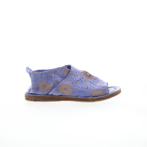 A.S. 98 Reiley Floral Womens Purple Leather Slip On Mule Flats Shoes
