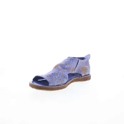 A.S. 98 Reiley Floral Womens Purple Leather Slip On Mule Flats Shoes