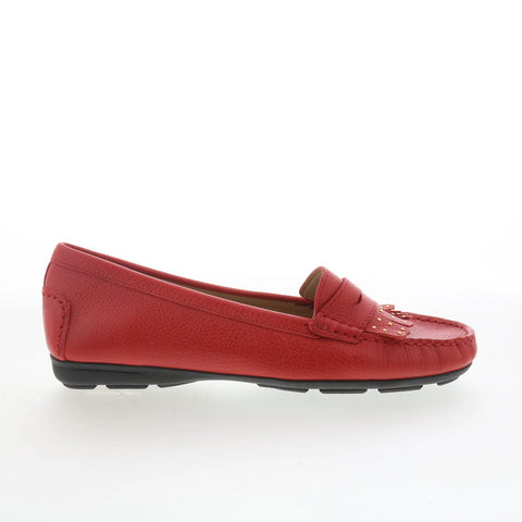 Hush Puppies Renita Kiltie H509669 Womens Red Leather Loafer Flats Shoes