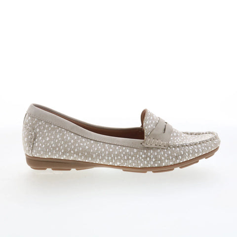 Hush Puppies Renita Penny H509343 Womens White Leather Loafer Flats Shoes