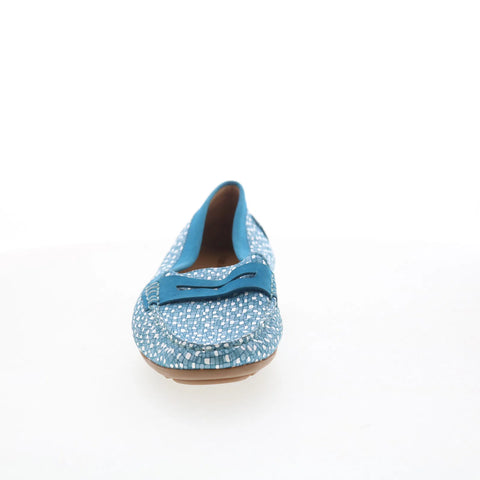 Hush Puppies Renita Penny H509344 Womens Blue Leather Loafer Flats Shoes