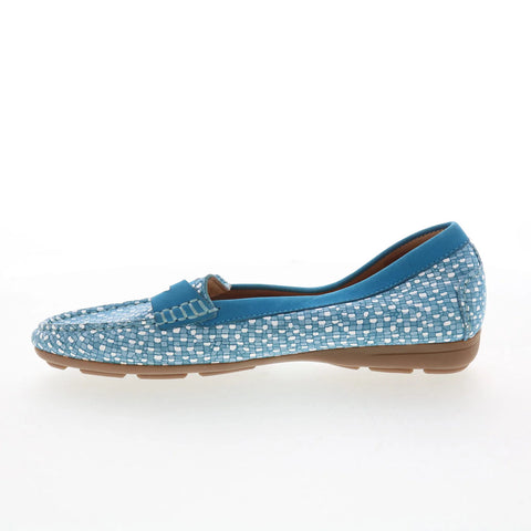 Hush Puppies Renita Penny H509344 Womens Blue Leather Loafer Flats Shoes