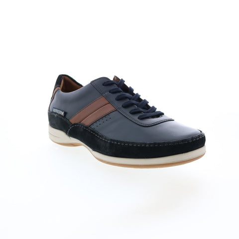 Mephisto Renzo Mens Blue Leather Lace Up Lifestyle Sneakers Shoes
