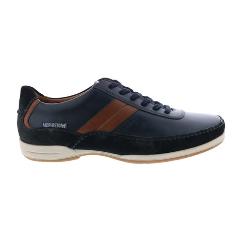 Mephisto Renzo Mens Blue Leather Lace Up Lifestyle Sneakers Shoes
