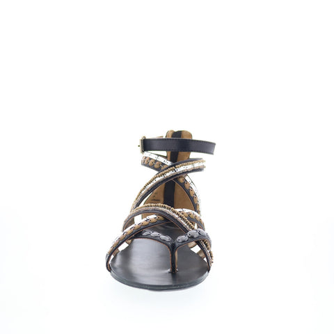 Report Vyper REPORT 1 Womens Black Leather Zipper Strap Sandals Shoes