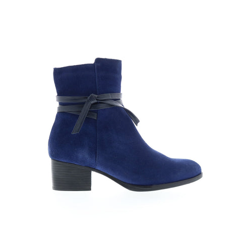 Bos. & Co. Reveal Womens Blue Suede Zipper Ankle & Booties Boots