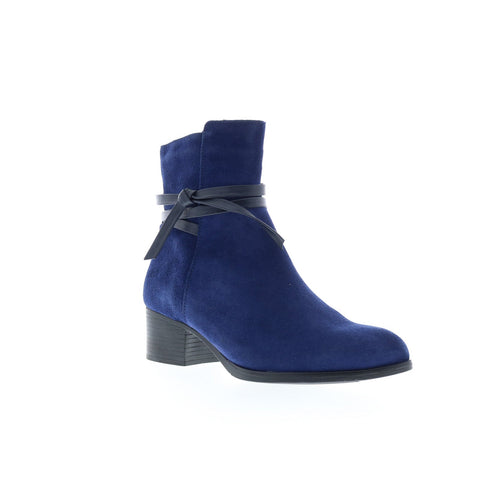 Bos. & Co. Reveal Womens Blue Suede Zipper Ankle & Booties Boots