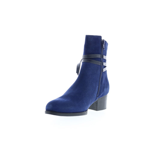 Bos. & Co. Reveal Womens Blue Suede Zipper Ankle & Booties Boots