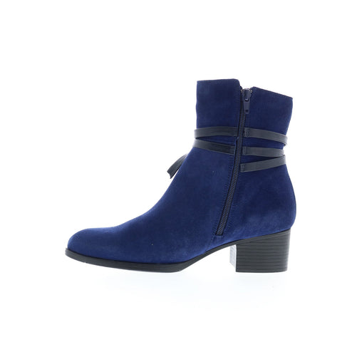 Bos. & Co. Reveal Womens Blue Suede Zipper Ankle & Booties Boots