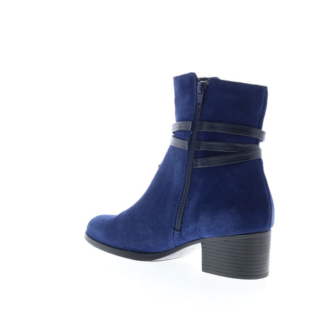 Bos. & Co. Reveal Womens Blue Suede Zipper Ankle & Booties Boots