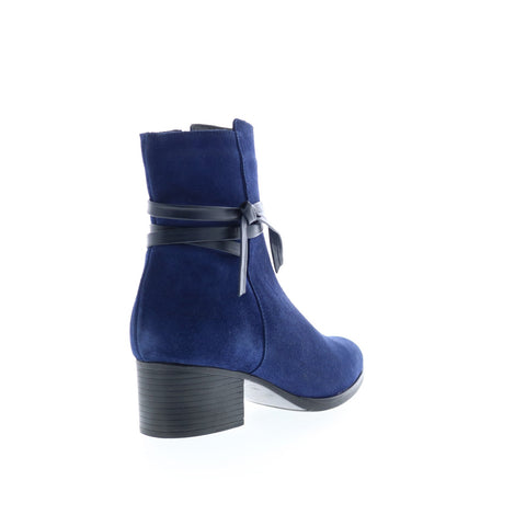 Bos. & Co. Reveal Womens Blue Suede Zipper Ankle & Booties Boots