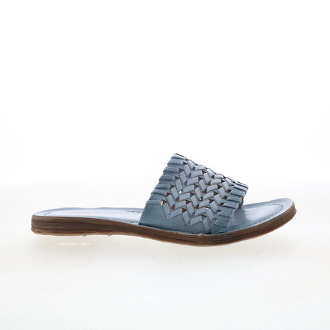 A.S. 98 Rex Womens Blue Leather Slip On Slides Sandals Shoes