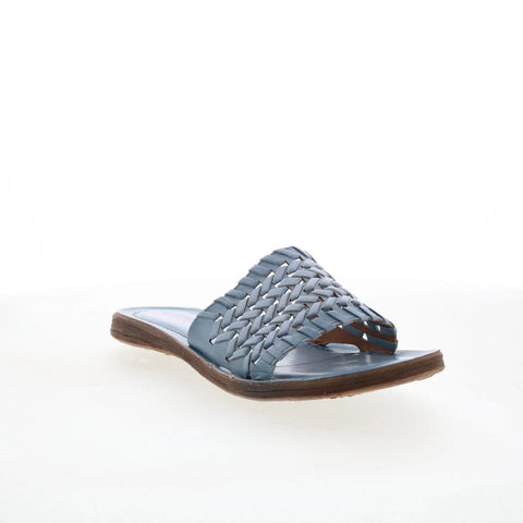 A.S. 98 Rex Womens Blue Leather Slip On Slides Sandals Shoes