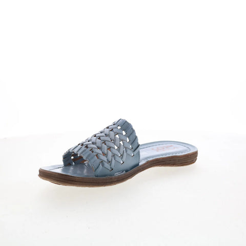 A.S. 98 Rex Womens Blue Leather Slip On Slides Sandals Shoes