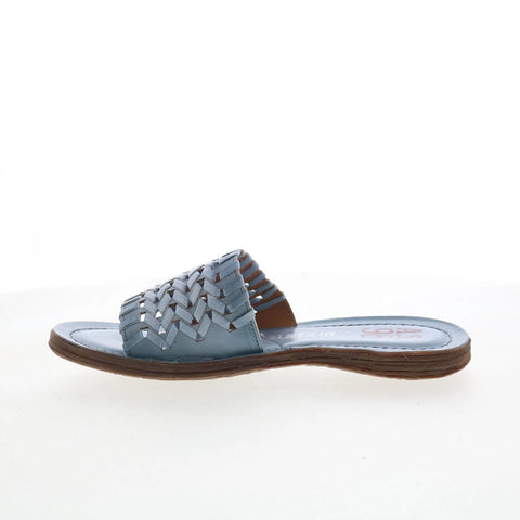 A.S. 98 Rex Womens Blue Leather Slip On Slides Sandals Shoes
