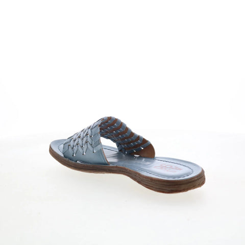 A.S. 98 Rex Womens Blue Leather Slip On Slides Sandals Shoes